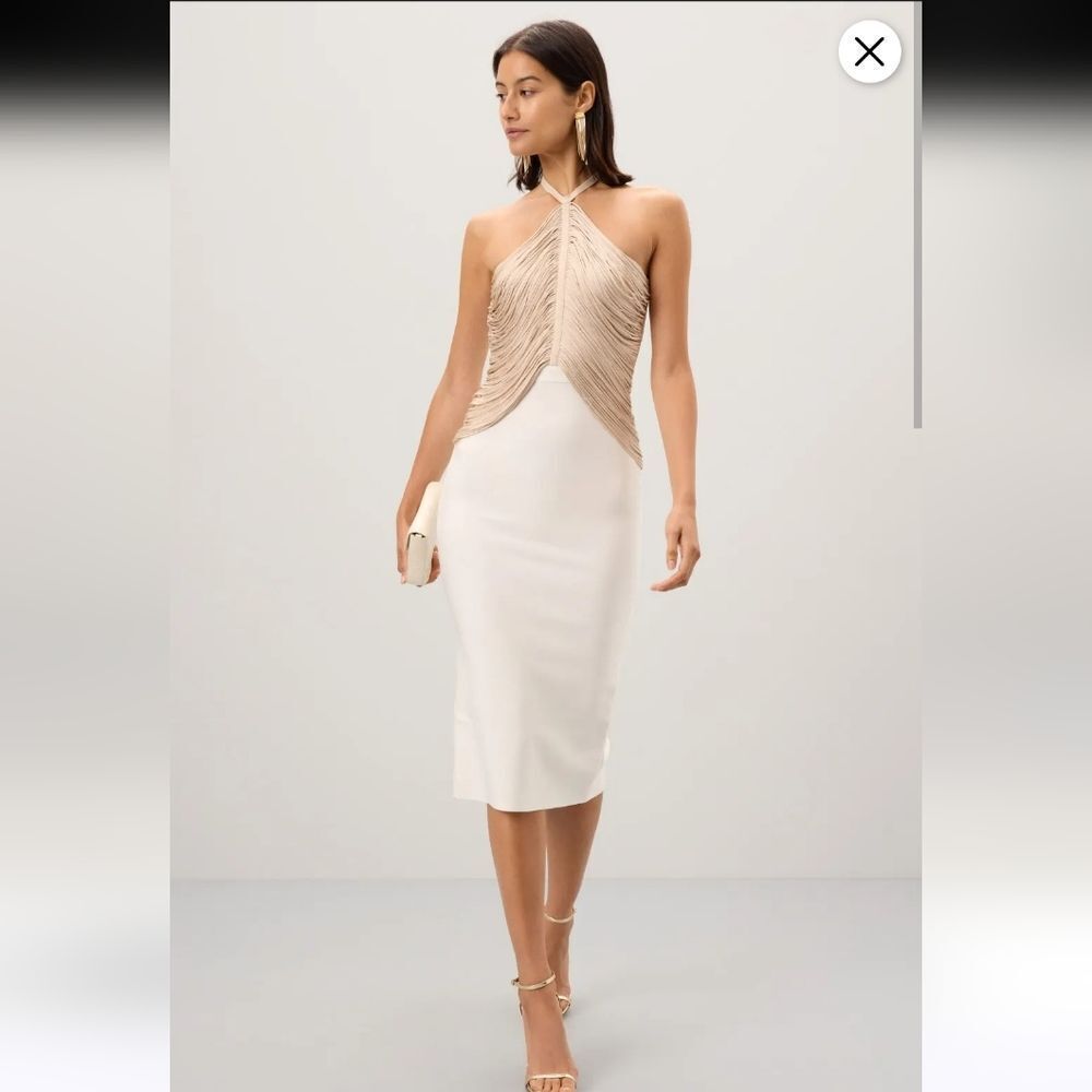 Herve Leger The Addison Dress Bandage White Beige Size M